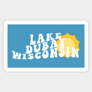 Sunshine in Lake Dubay Wisconsin Retro Wavy 1970s Summer Text Sticker